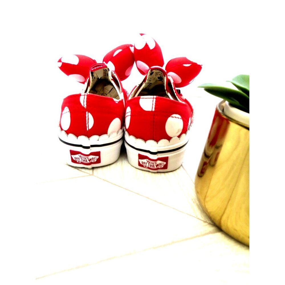 NEW! RARE VANS Disney Minnie Mouse Polka Dots Bow Sneakers Red White SZ 5.5 - Picture 10 of 12